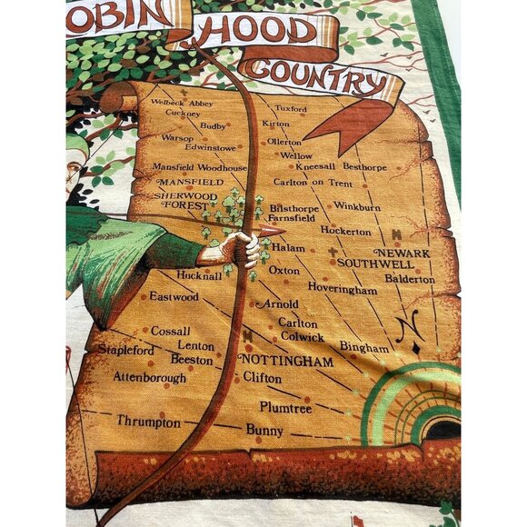 Vintage 60s Robin Hood Country linen tea towel, designed by Clive Mayor - Picture 3 of 10